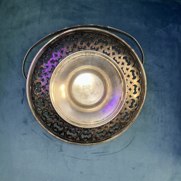 Vintage Homan Plate on Nickel Silver Centerpiece SERVING DISH - Picture 3 of 4